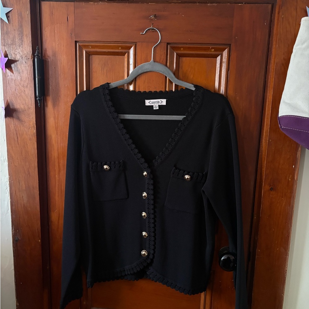 Nanette Lepore Black Button-Front V-Neck Cardigan